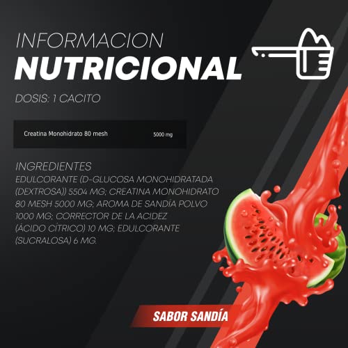 Healthy Fusion Creatina microfiltrada, vitamina B6, Pura Creatina, Mejor resistencia física, Ayuda al crecimiento muscular, Absorción rápida y completa, Sabor Sandía, 30 dosis por bote