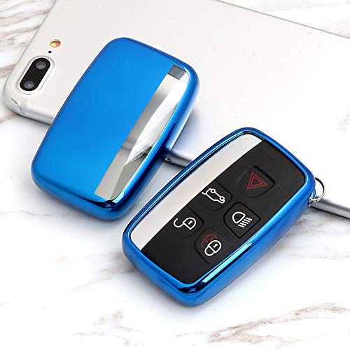 Heart Horse - Funda Protectora de Silicona Suave de TPU con 5 Botones para Land Rover Key Shell Jaguar Key Fob Aurora XEL XFL F-Pace Key Set Key Case (Azul)