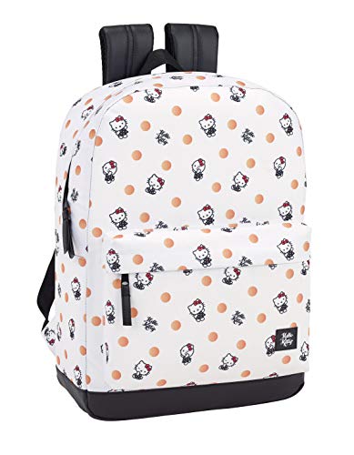 Hello Kitty Equipaje - Equipaje para niños Mochila Grande con Funda Ordenador, Blanco, 43 cm