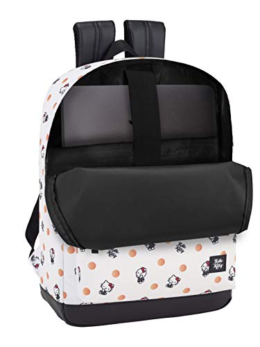 Hello Kitty Equipaje - Equipaje para niños Mochila Grande con Funda Ordenador, Blanco, 43 cm