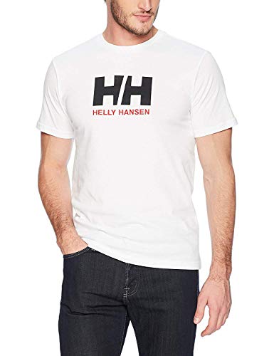 Helly Hansen T-Shirt Camiseta de Manga Corta Hecha de algodón, con Logo HH en el Pecho, Hombre, Blanco, XL