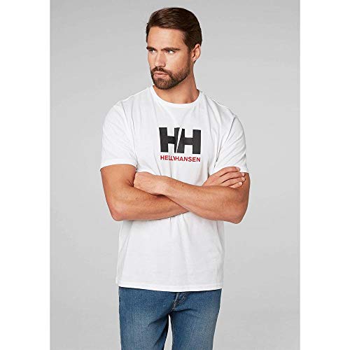 Helly Hansen T-Shirt Camiseta de Manga Corta Hecha de algodón, con Logo HH en el Pecho, Hombre, Blanco, XL