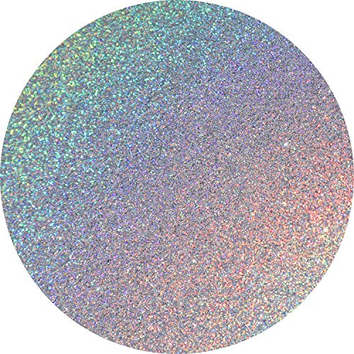 Hemway ultra brillo de la chispa - ultrafino 1/128" 0.008" 0.2mm - Plata holográfica - cosmético seguro, comidas de limo, manualidades, bodas, Decoraciones - Muestra 10g