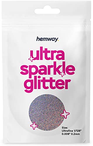 Hemway ultra brillo de la chispa - ultrafino 1/128" 0.008" 0.2mm - Plata holográfica - cosmético seguro, comidas de limo, manualidades, bodas, Decoraciones - Muestra 10g