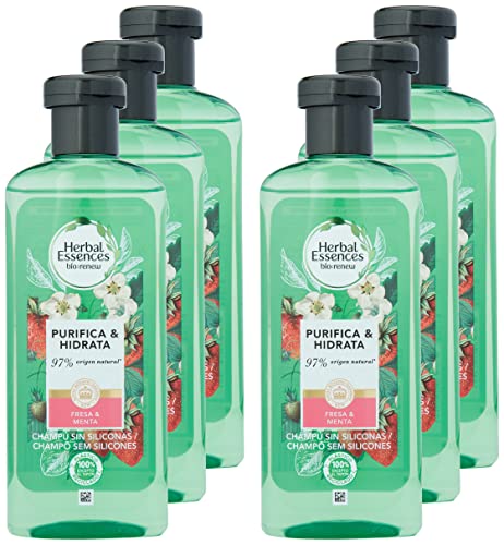 Herbal Essences bio:renew Fresa Blanca y Menta Dulce Purificante Champú, En Colaboración Con El Real Jardín Botánico De Kew 6 x 250ml