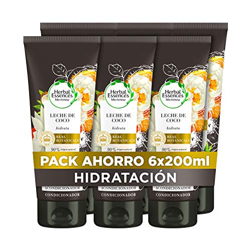 Herbal Essences bio:renew Leche De Coco Hidratación Acondicionador, En Colaboración Con El Real Jardín Botánico De Kew 6 x 200ml