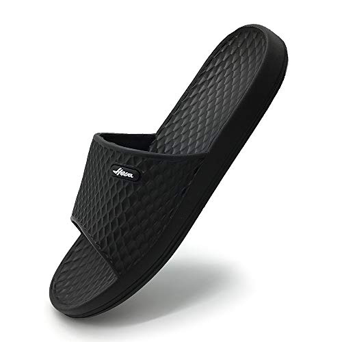 HEVA Sandalias de Punta Descubierta para Hombre Ducha y Baño Zapatillas EVA Playa Chanclas （42 Negro）