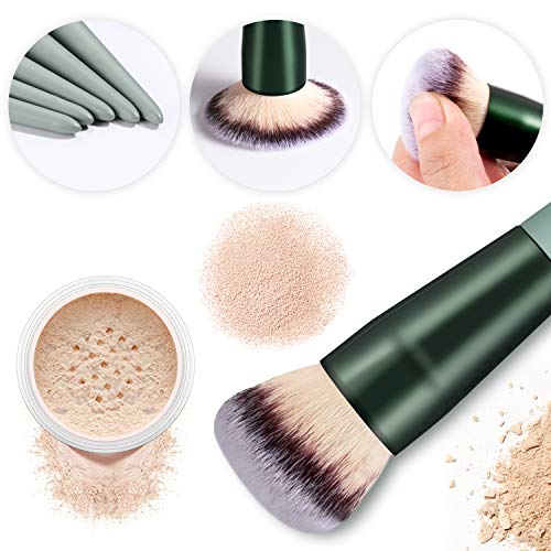 HEYMKGO- brochas de maquillaje Pinceles de maquillaje 15 piezas de cerdas sintéticas de primera calidad Mango cónico de Kabuki Brocha para base de maquillaje Cara labios ojos juegos de maquillaje