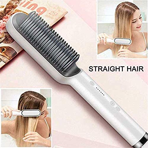 HHYSPA Hair Straightener Brush, 2 in 1 Hair Straightener,Professional Electric Hair Straightener Curler Anion Hair Straightening Comb,for Professional Salon at Home (Black)