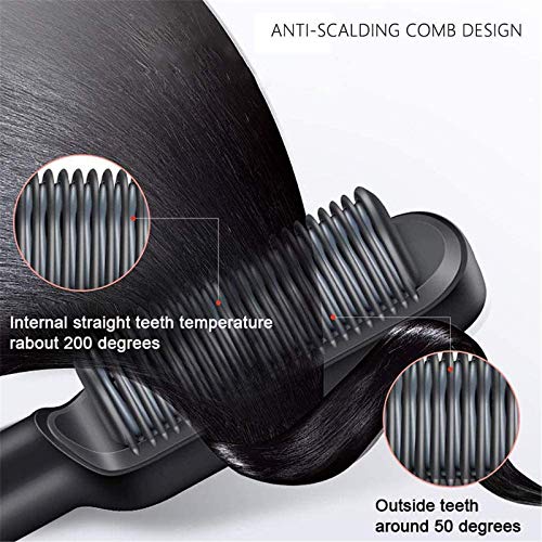 HHYSPA Hair Straightener Brush, 2 in 1 Hair Straightener,Professional Electric Hair Straightener Curler Anion Hair Straightening Comb,for Professional Salon at Home (Black)