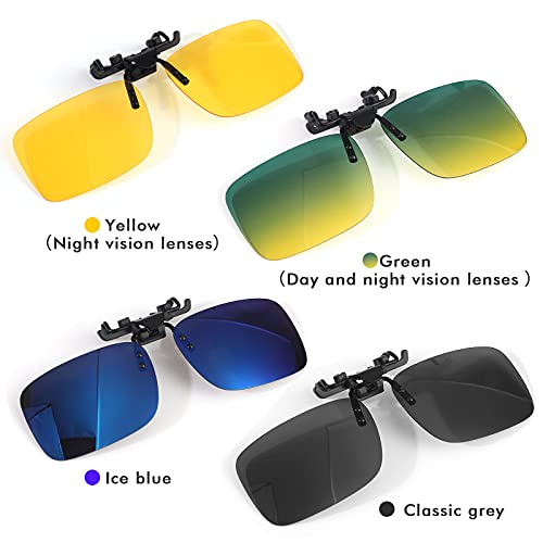 Hifot Clip Gafas de Sol polarizadas Lentes 4 Piezas, Flip up Gafas de Sol para Mujer Hombre, Suplementos de Sol para Gafas graduadas