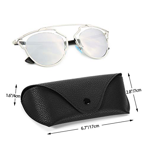 Hifot funda gafas cuero 2 piezas, PU cuero suaves viaje Estuche para Gafas de caso bolsa mujer hombre niño