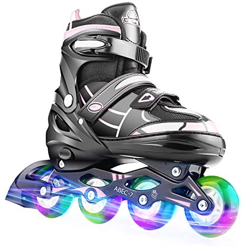 Hikole Patines en línea para niños con ruedas iluminadas, talla 30-33, patines en línea para niños, niñas, principiantes, mujeres y hombres