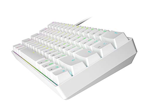 HK Gaming GK61 Teclado mecánico 61 Teclas RGB Iluminado, retroiluminación LED, para Juegos PC/Mac Gamer (Blanco, Gateron Optical Red)