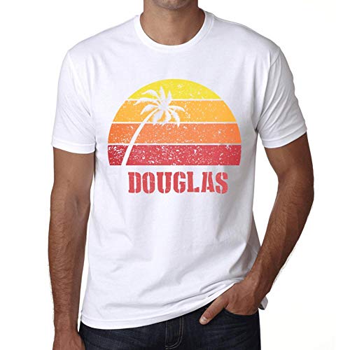 Hombre Camiseta Vintage T-Shirt Gráfico Douglas Sunset Blanco