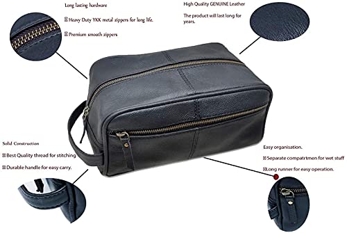 Hombres Cuero Genuino Neceser Bolsa Impermeable Kit Dopp Bolsas De Afeitar Y Aseo para Viajes Padrinos Regalo Hombres Mujeres Colgando con Cremallera Maquillaje Bolsa De Baño Cosméticos De Maquillaje