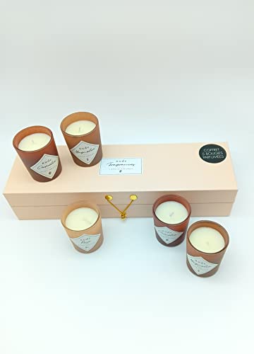 Home Deco Factory Velas aromáticas perfumadas, 5 unidades. Velas de larga duración decorativas, aroma esencial natural. Juego set para regalo