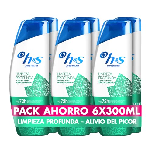 h&s Limpieza Profunda |Alivia El Picor | Champú Anticaspa 300ml x6