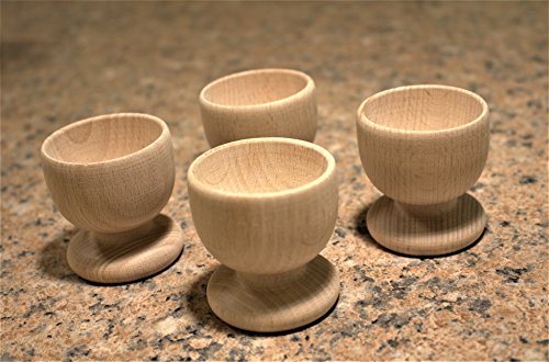 Hueveras de madera efo - Soporte para huevos cocidos de madera- Set de 4 hueveras de Pascua - Artesanía para niños - Juguete de Pascua