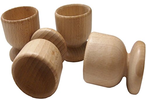 Hueveras de madera efo - Soporte para huevos cocidos de madera- Set de 4 hueveras de Pascua - Artesanía para niños - Juguete de Pascua