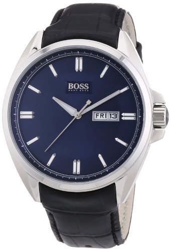 Hugo Boss 1512877 - Reloj analógico de Cuarzo para Hombre, Correa de Cuero Color Negro