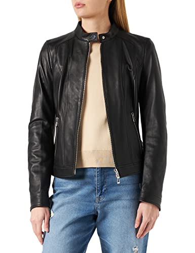 HUGO Ladias Chaqueta de Cuero, Negro1, XS para Mujer