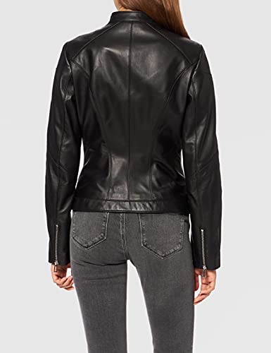 HUGO Libra Chaqueta de Cuero, Negro1, L para Mujer