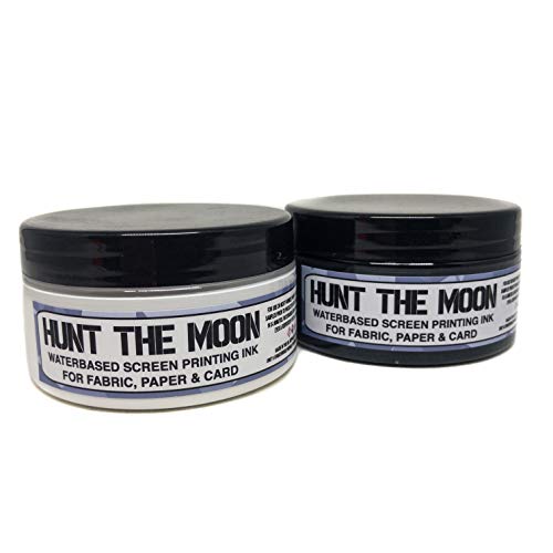 Hunt The Moon - Tinta para serigrafía a base de agua (2 unidades, 100 ml), color blanco y negro