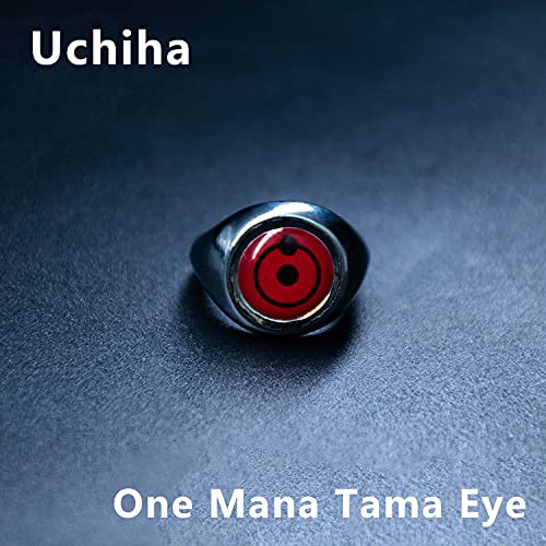 I3C Anime Naruto Ninja Uchiha Sharingan Anillo caleidoscopio ojos 10x Set con 1 cadena de perlas Cosplay Accesorios Colección para Unisex Niños