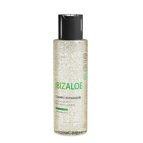 IBIZALOE Champú Reparador | Sin Sulfatos Ni Siliconas | con Aloe Vera, Aceite de Coco, Avena y Manzanilla | 100ml