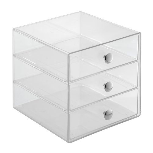 iDesign - Organizadores de 3 Cajones para Almacenamiento, 16.51x16.51x16.51 cm, Paquete de 4 unidades