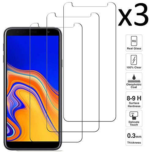 iGlobalmarket [Pack Ahorro - 3 Unidades] Protector de Pantalla Samsung Galaxy A7 2018 / J4 Plus / J6 Plus, Vidrio Templado, sin Burbujas, Alta Definicion, 9H Dureza, Resistente a Arañazos