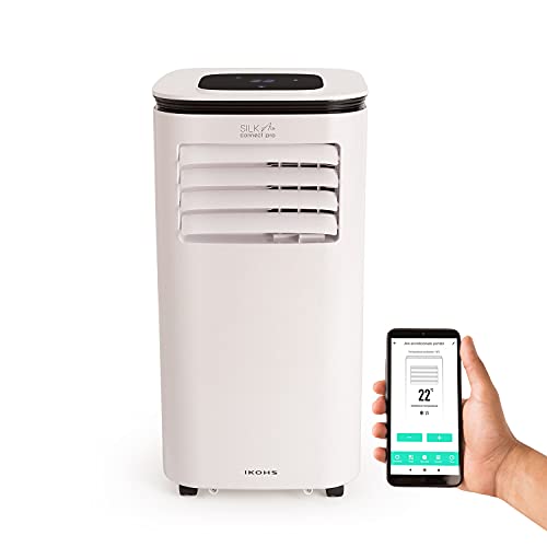 IKOHS SILKAIR CONNECT PRO - Aire Acondicionado Portátil, 9000BTU, 2270 Frigorías Con 4 Modos de Aire Acondicionado, Calefactor, Ventilador, y Deshumidificador hasta 24 L/día, Silencioso, Wifi