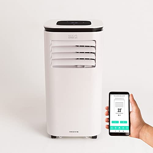 IKOHS SILKAIR CONNECT PRO - Aire Acondicionado Portátil, 9000BTU, 2270 Frigorías Con 4 Modos de Aire Acondicionado, Calefactor, Ventilador, y Deshumidificador hasta 24 L/día, Silencioso, Wifi