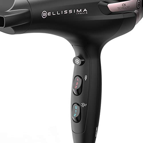 Imetec Bellissima K9 2300, Secador de pelo, seca y mantiene hidratado el cabello sin efecto rizado, 2300 W, tecnología de iones, 8 combinaciones de flujo de aire a temperatura, difusor incluido