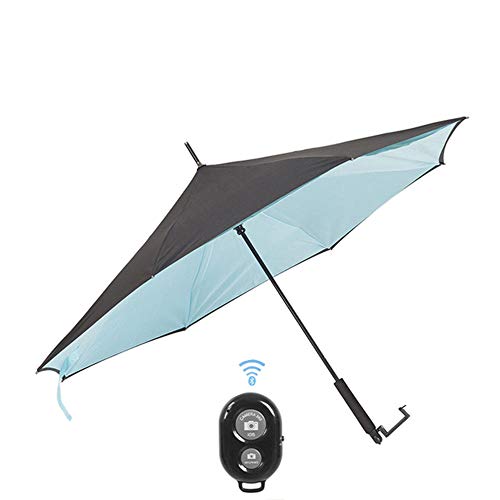 Impermeable A Prueba De Viento Plegable Umbrell Paraguas De Viaje Invertido Inalámbrico Bluetooth Selfie Paraguas Inverso Coche De Pie Doble Paraguas,A