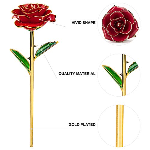 iNeego Rosa Eterna, Rosa 24K Chapadas Oro Regalo para Madres Rosa Eterna Flore, Madre Cumpleaños Regalo Rosa con Base Soporte Transparente Caja de Regalo para, Día de Madre, Novia, Esposa, Aniversario