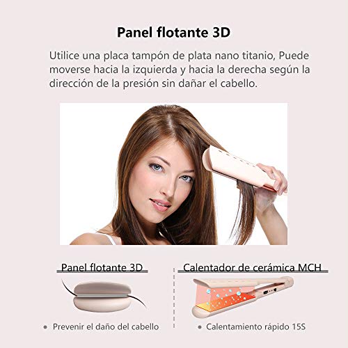 iProda plancha de pelo profesional, plancha para el pelo de titanio ancha con placa vapor, ajustes de temperatura de 150º a 230ºC,Adecuada para Todo Tipo de Cabello,Doble Voltaje