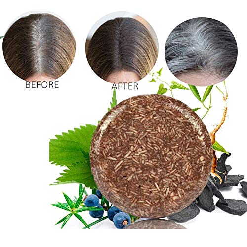 ISAKEN Barra de champú para oscurecer el Cabello, para Dar Volumen Pelo y Champú Hidratante Barra Ayuda a pérdida Parada Cabello y promueve Crecimiento Cabello Sano, 1Pcs