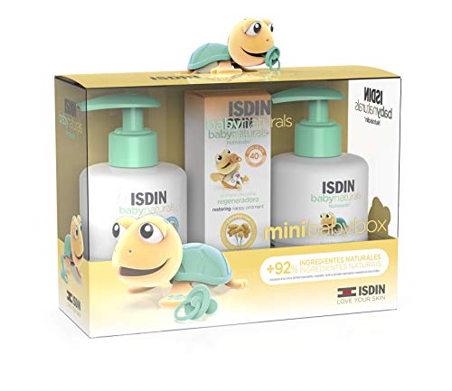 ISDIN Baby Naturals Canastilla Mini, Gel Champú 200 ml, Loción Corporal 200 ml y Pomada Pañal Regeneradora 20 ml, apto desde los 0 meses