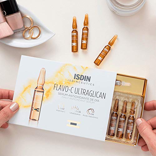 ISDIN Isdinceutics Pack rutina facial antiedad, Pack Vitamina C Facial y Ultraglicanos, Ampollas Flavo C Ultraglican, Minitalla K-OX EYES y Minitalla Agua Micelar