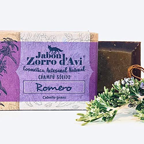 Jabón Zorro D’Avi | Champú Sólido de Romero | 120 gr | Cabello graso y oleoso | Champú Sólido Zero Waste | Control y equilibrio del cuero cabelludo graso | Fabricado en España