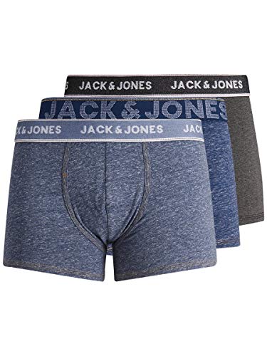 JACK & JONES Boxershorts Bóxer, Detalle: melange gris oscuro - Blazer azul marino denim celeste, M para Hombre