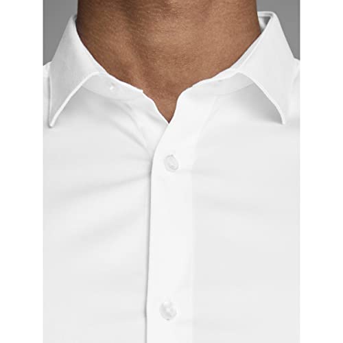 Jack & Jones Jjprparma Shirt L/s Noos Camisa, Weiß (White/Super Slim), S para Hombre