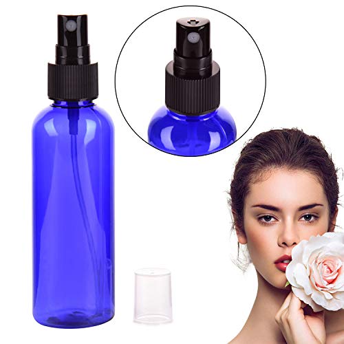 JamHooDirect - Juego de 4 atomizadores de viaje de plástico de 100 ml con 2 embudos y 12 pegatinas, botellas recargables y reutilizables para maquillaje cosmético