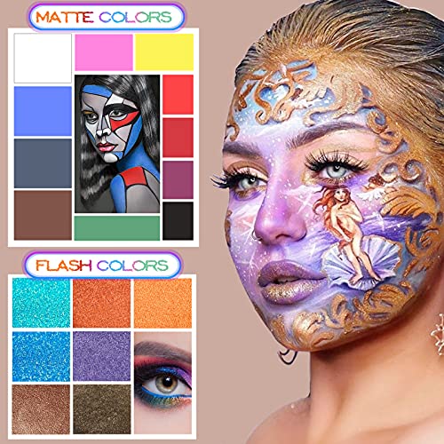 Janolia Pintura Facial Kit de Maquillaje Infantil, Pintura Corporal Pintura de Cara, Carnaval Pintura Facial con Pincel, Perfecta para Cosplay Navidad Halloween Semana Santa Fiestas Temáticas