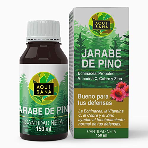 Jarabe de Pino Natural 150 ml| Jarabe Natural para la Tos|Jarabe con Equinacea + Propóleo +Vitaminas|Ayuda a reducir la Tos| Aquisana