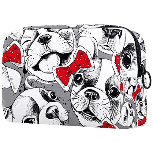 JARARINGO Bolsa de cosméticos Bulldog francés gris grande bolsa de cosméticos organizador multifuncional bolsas de viaje