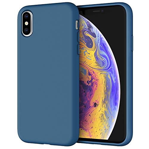 JETech Funda de Silicona Compatible iPhone X, iPhone XS, 5,8", Sedoso-Tacto Suave, Cubierta a Prueba de Golpes con Forro de Microfibra (Azul Cobalto)