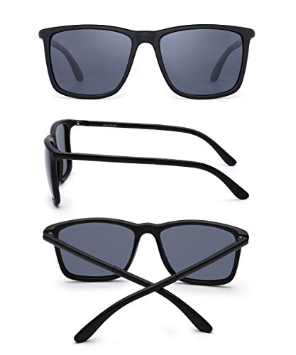 JIM HALO Gafas de Sol Polarizadas. Cómodas y Resistentes. Máxima Protección UV400. Para Hombre y Mujer. [Montura Negra - Lentes Grises]